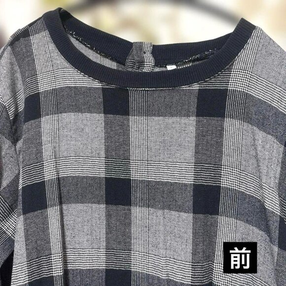 Black Check Long One-Piece Dress - Picture 2 of 11